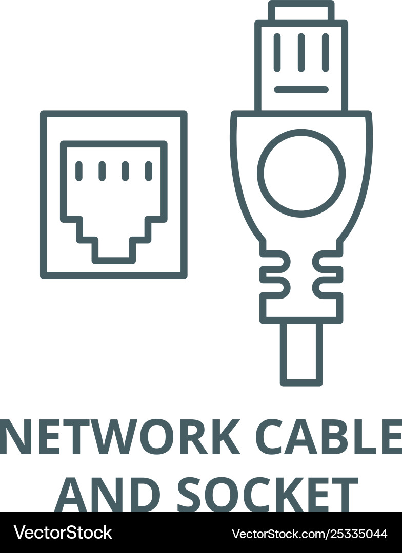 Network cable and socket line icon linear Network cable and socket line icon linear vector image