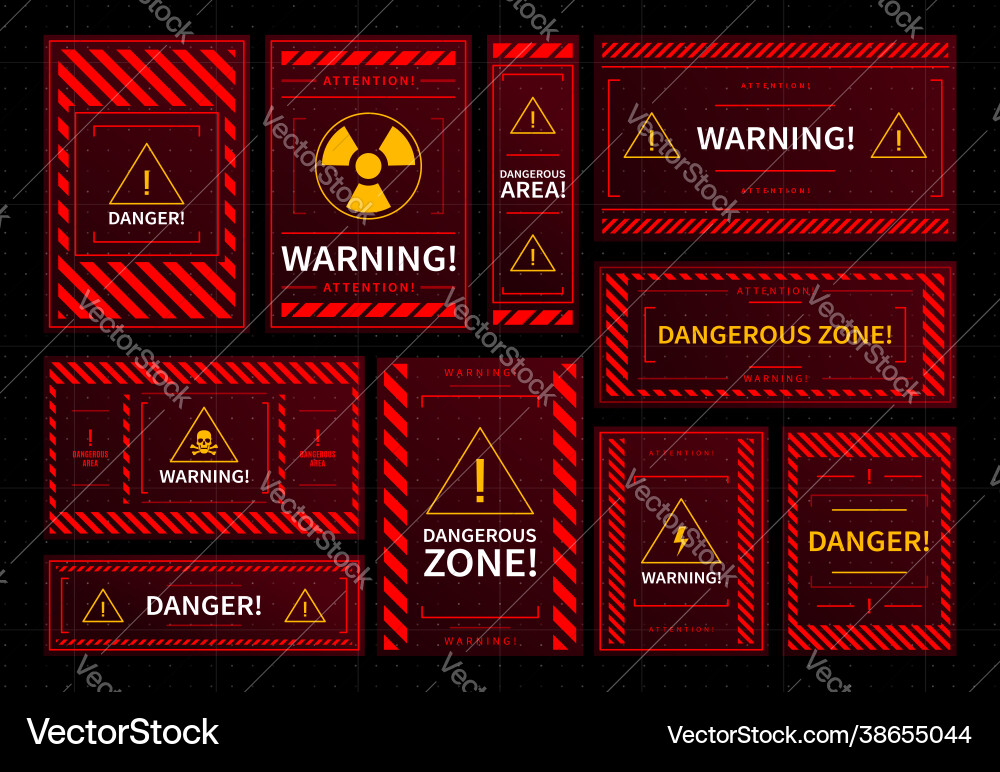 Red Danger Zone Warning Frames vector image