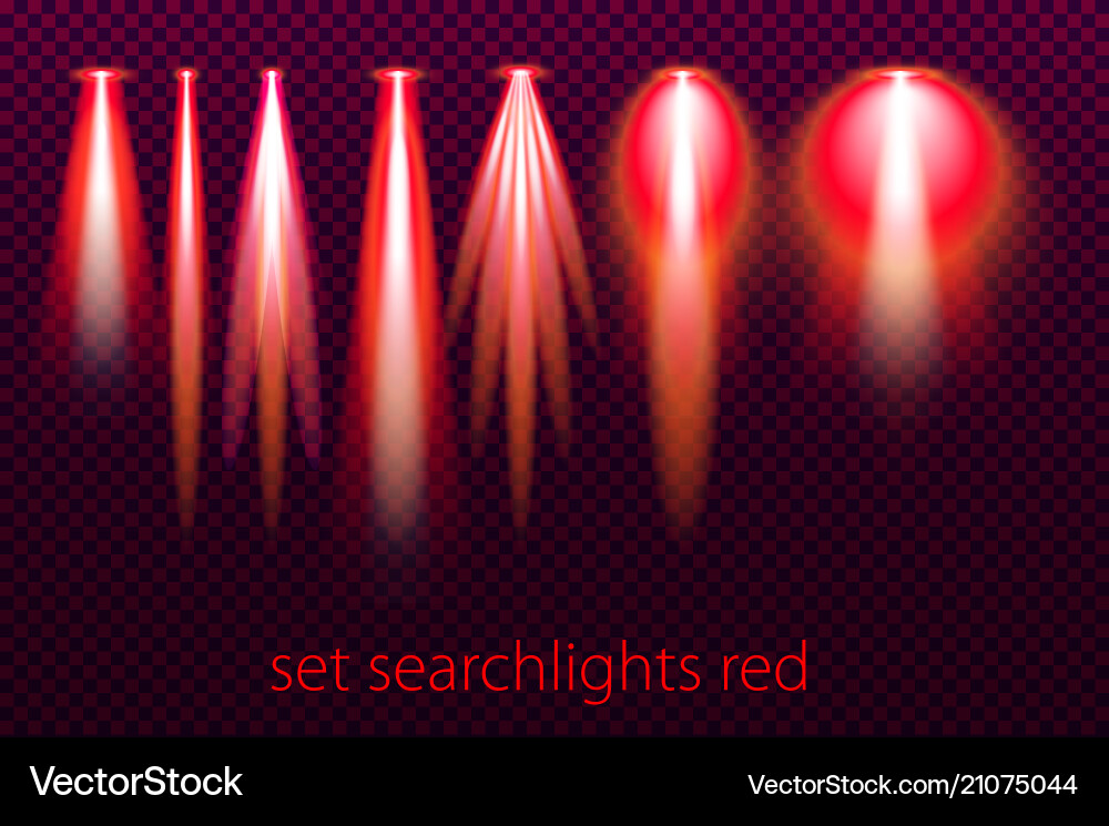 Red Searchlights on Transparent Background Vector Image