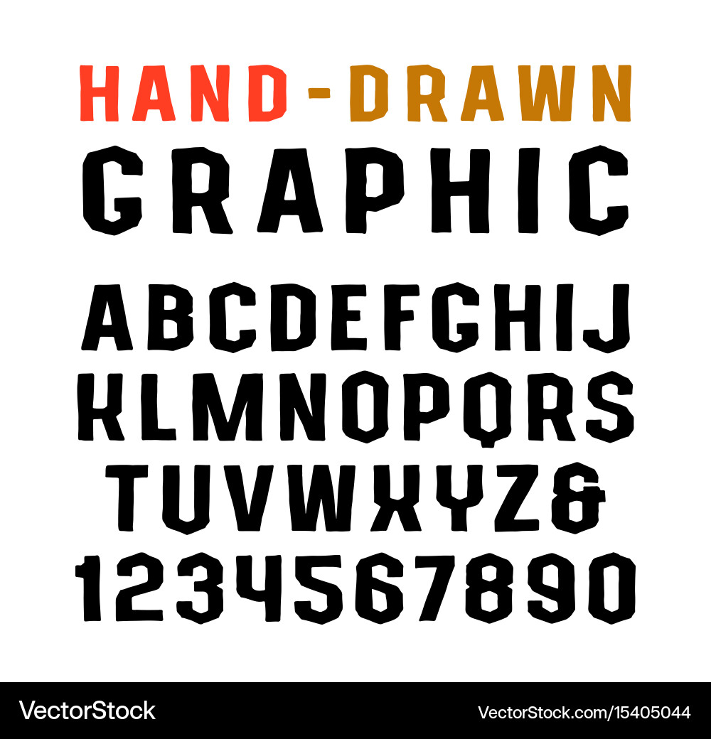 Sanserif font in the style of handmade graphics vector image