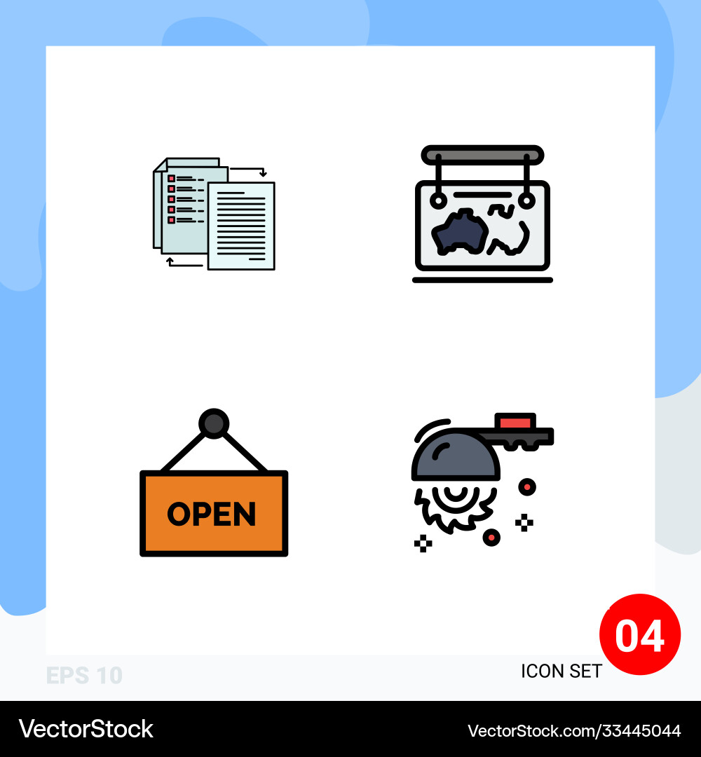 Set 4 filledline flat colors on grid for file Vector Image