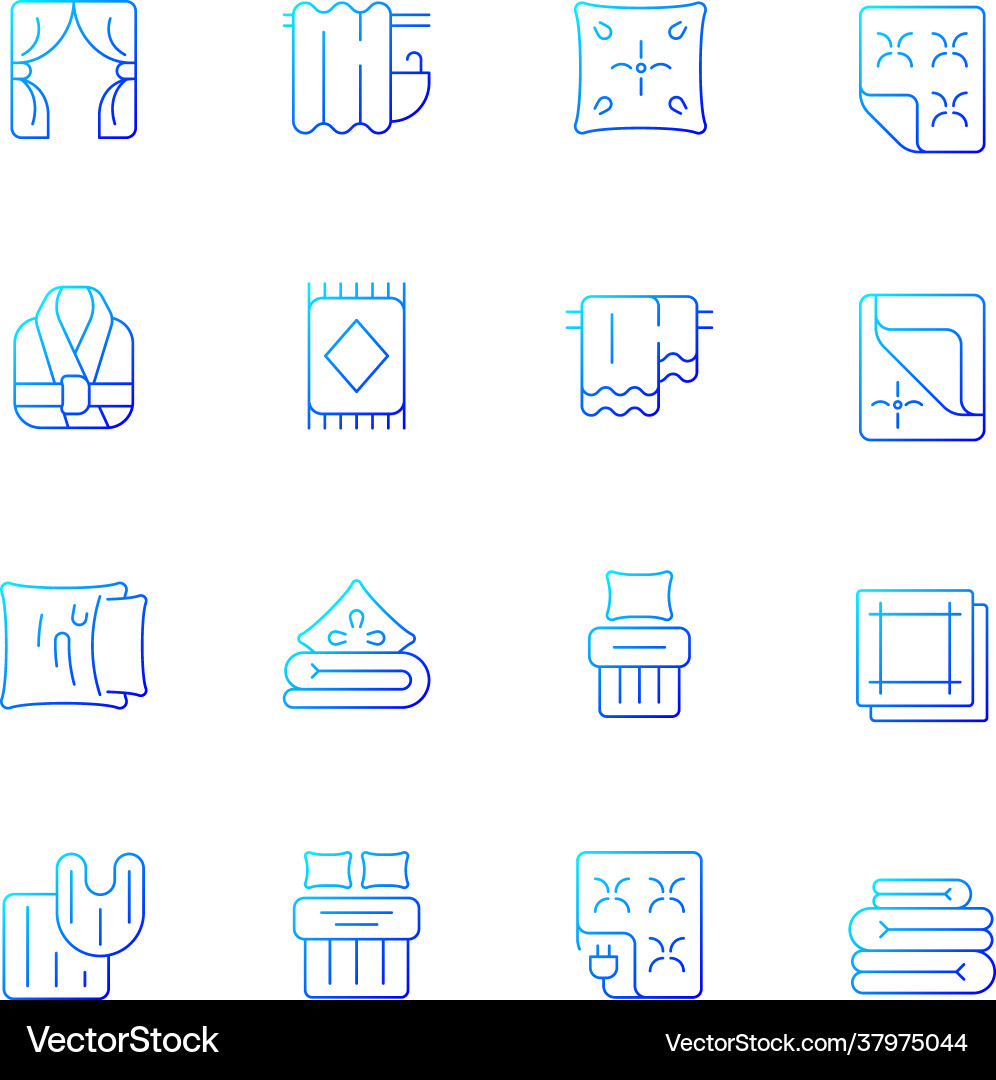 Textile products gradient linear icons set Textile products gradient linear icons set vector image