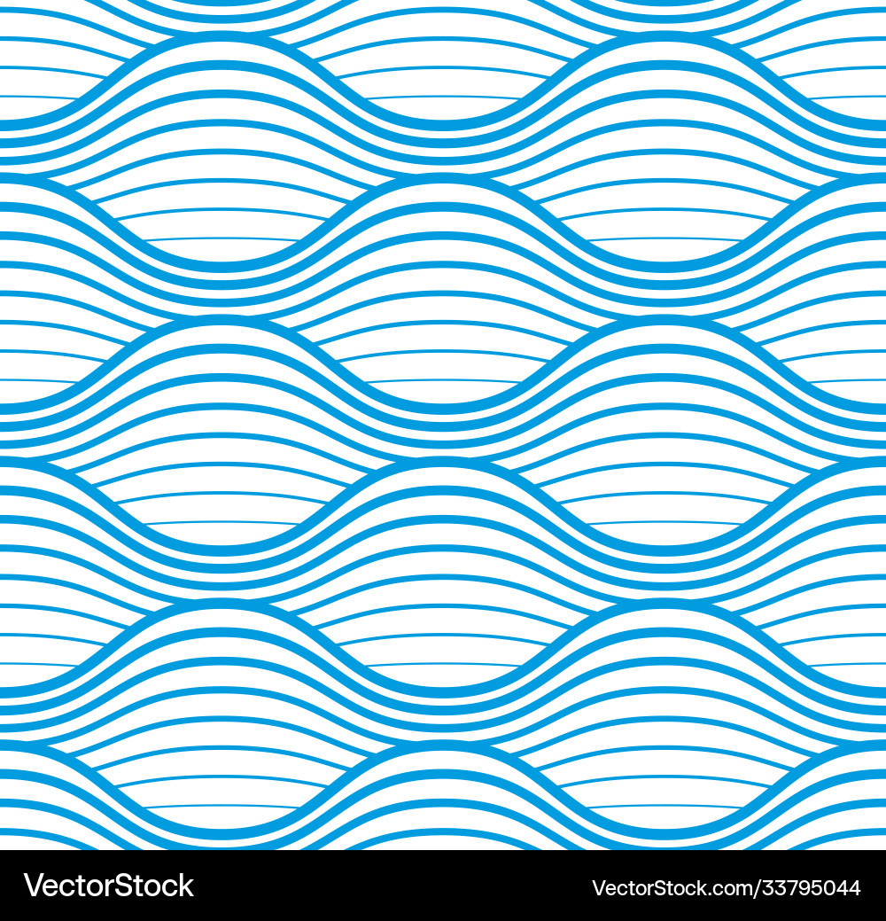 Water waves seamless pattern curve lines abstract Vector Image