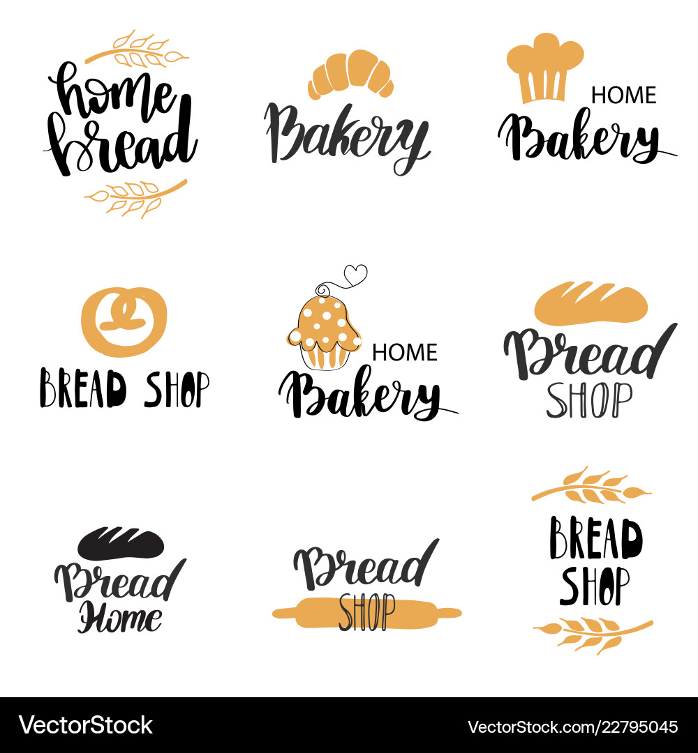 Bakery dessert shop or bakehouse logo set Bakery dessert shop or bakehouse logo set vector image