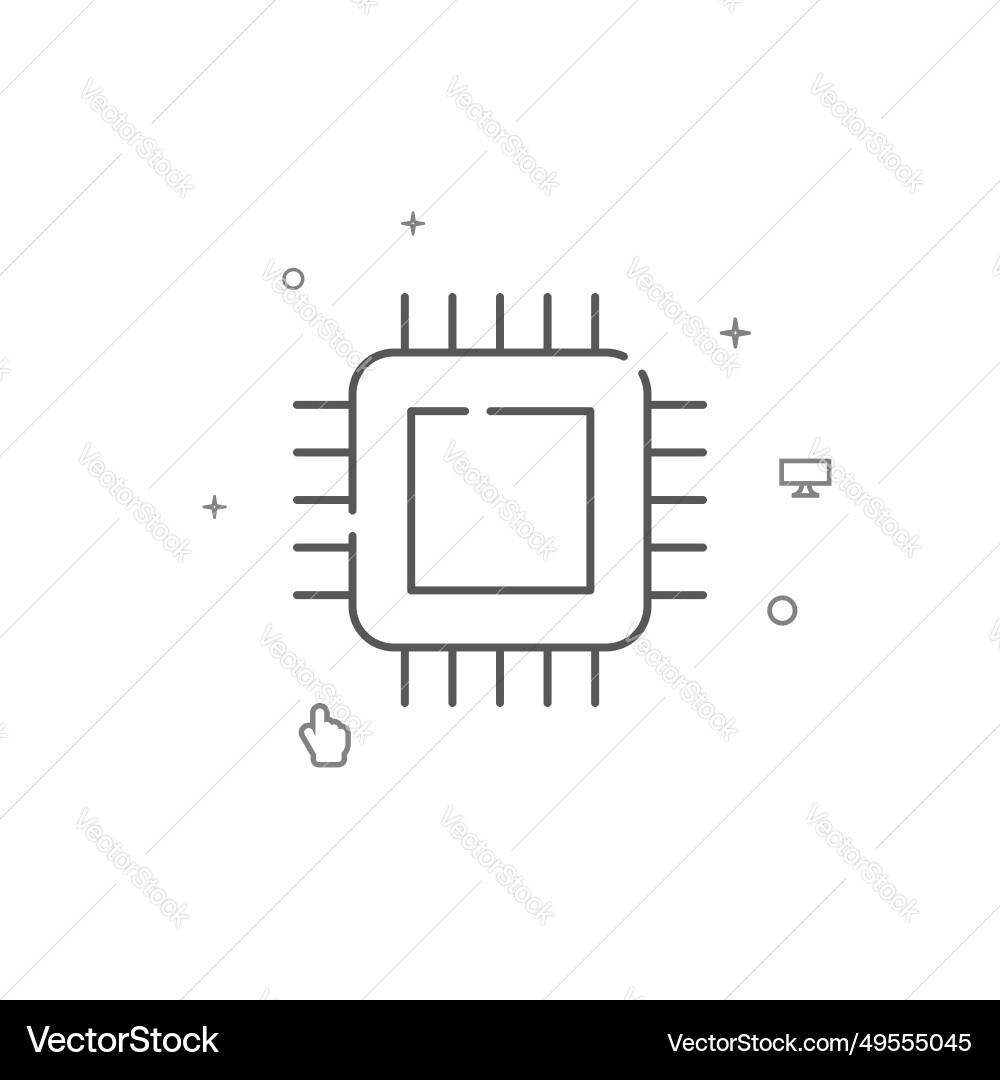 Chip microcircuit simple line icon symbol Chip microcircuit simple line icon symbol Vector Image