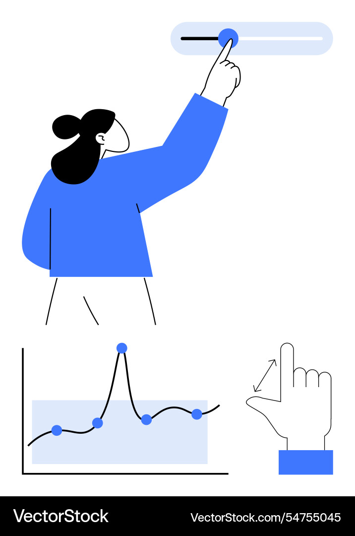 Data control and interaction concept with graph Data control and interaction concept with graph vector image