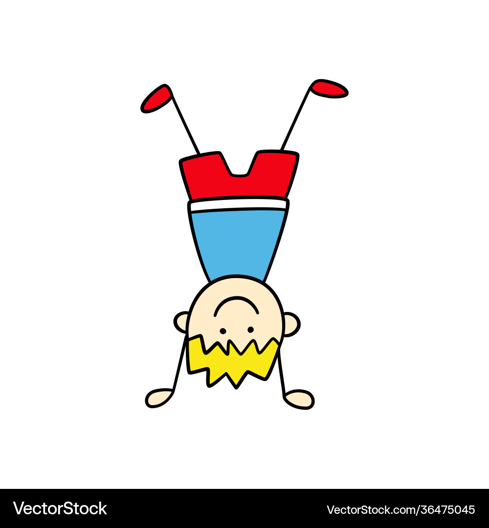 Funny little boy is standing upside down cute kid – Royalty-Free Vector |  VectorStock, image size:1000x1080
