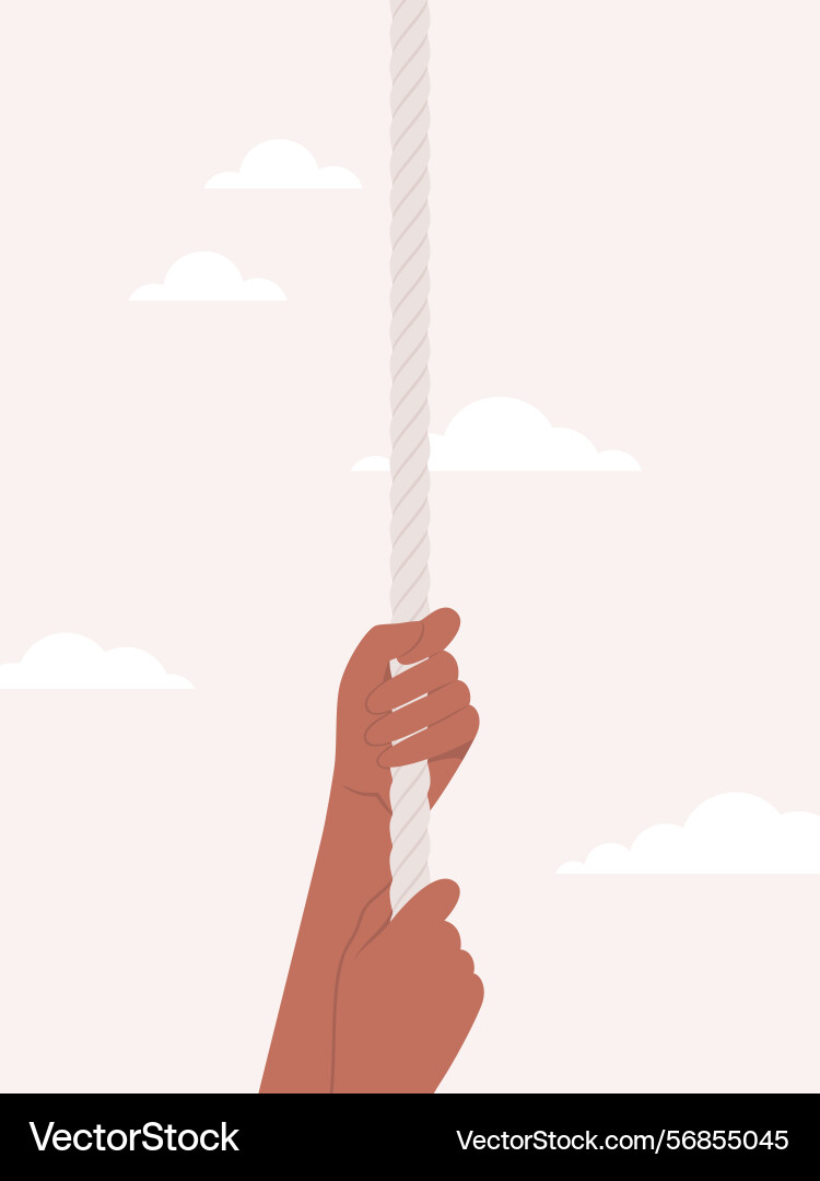Human hands pulling the rope from above Royalty Free Vector
