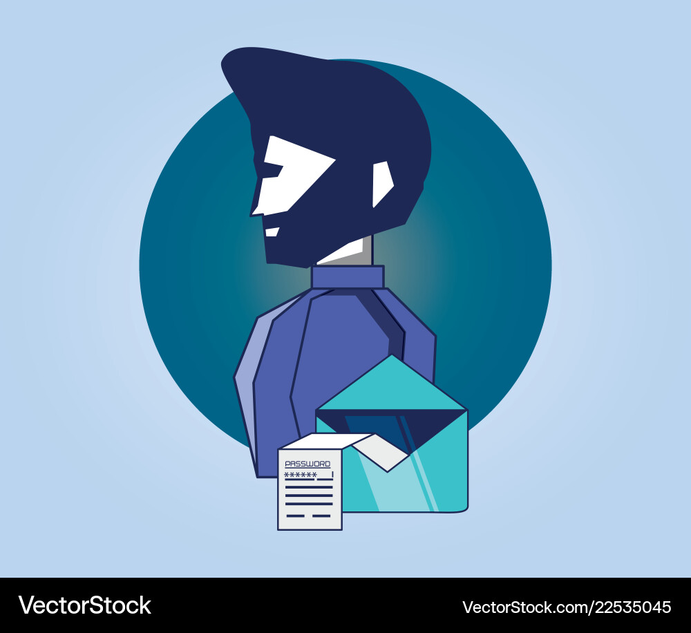 Man with envelope privacy data Man with envelope privacy data Vector Image