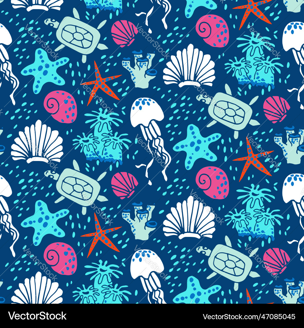 Nautical Shell Pattern Vector Image