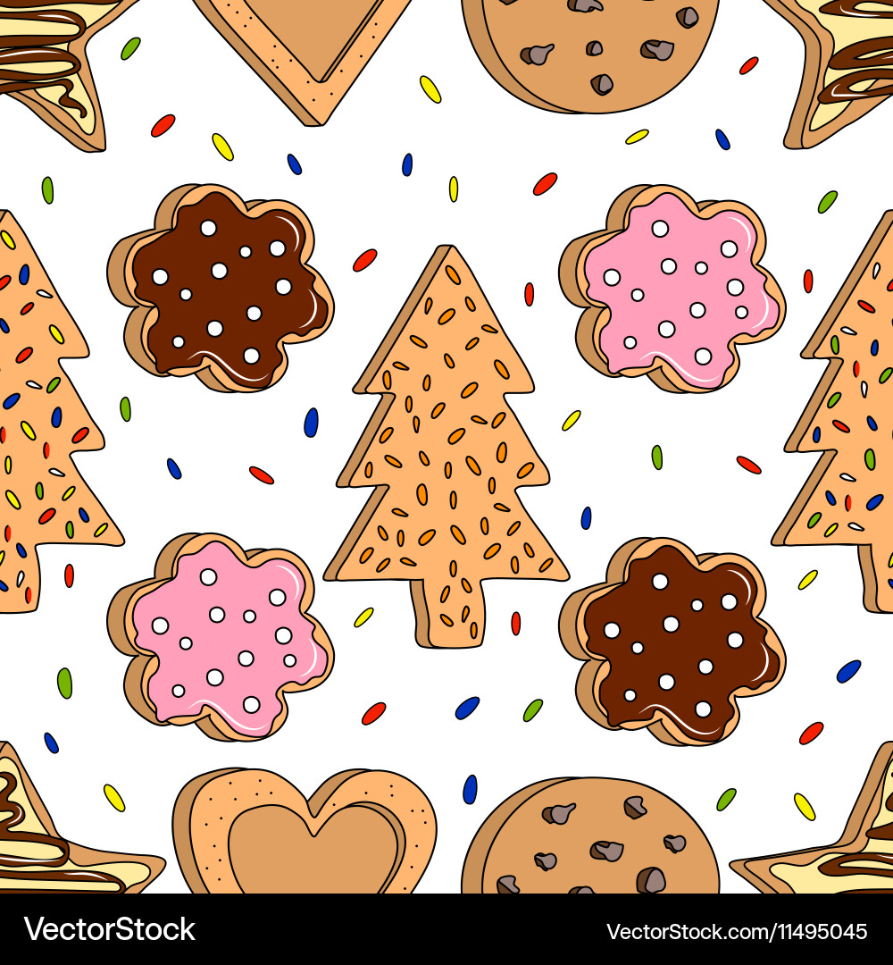 Seamless pattern with cookies Vector Image