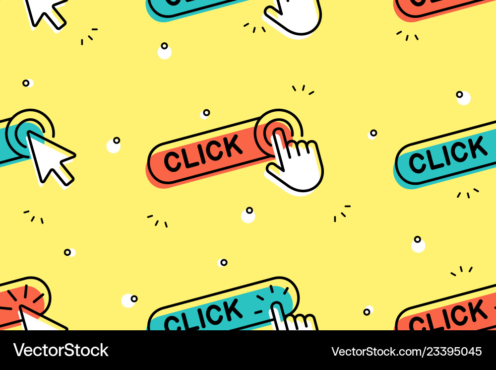 Seamless pattern with hand cursor and icons vector image