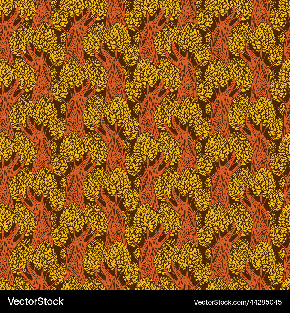 Seamless pattern with old deciduous forest trees Seamless pattern with old deciduous forest trees Vector Image