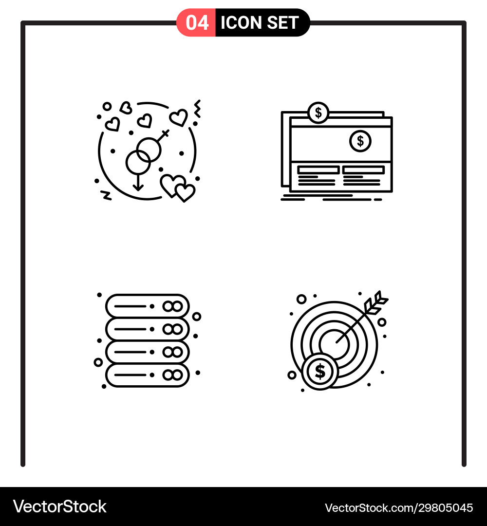 Set 4 line style icons for web and mobile Vector Image