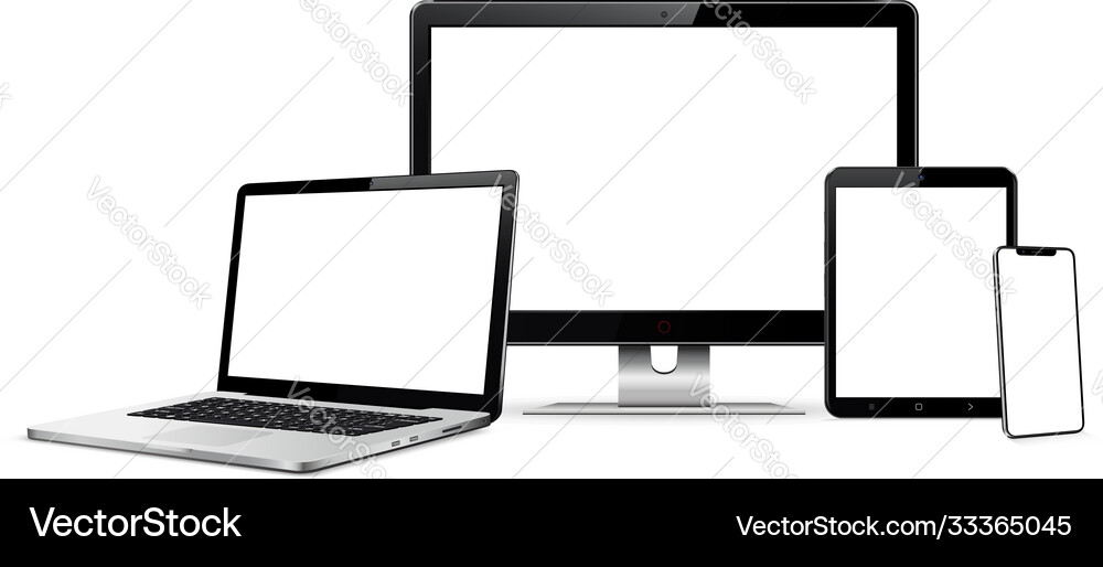 Set blank screens with computer monitor laptop vector image