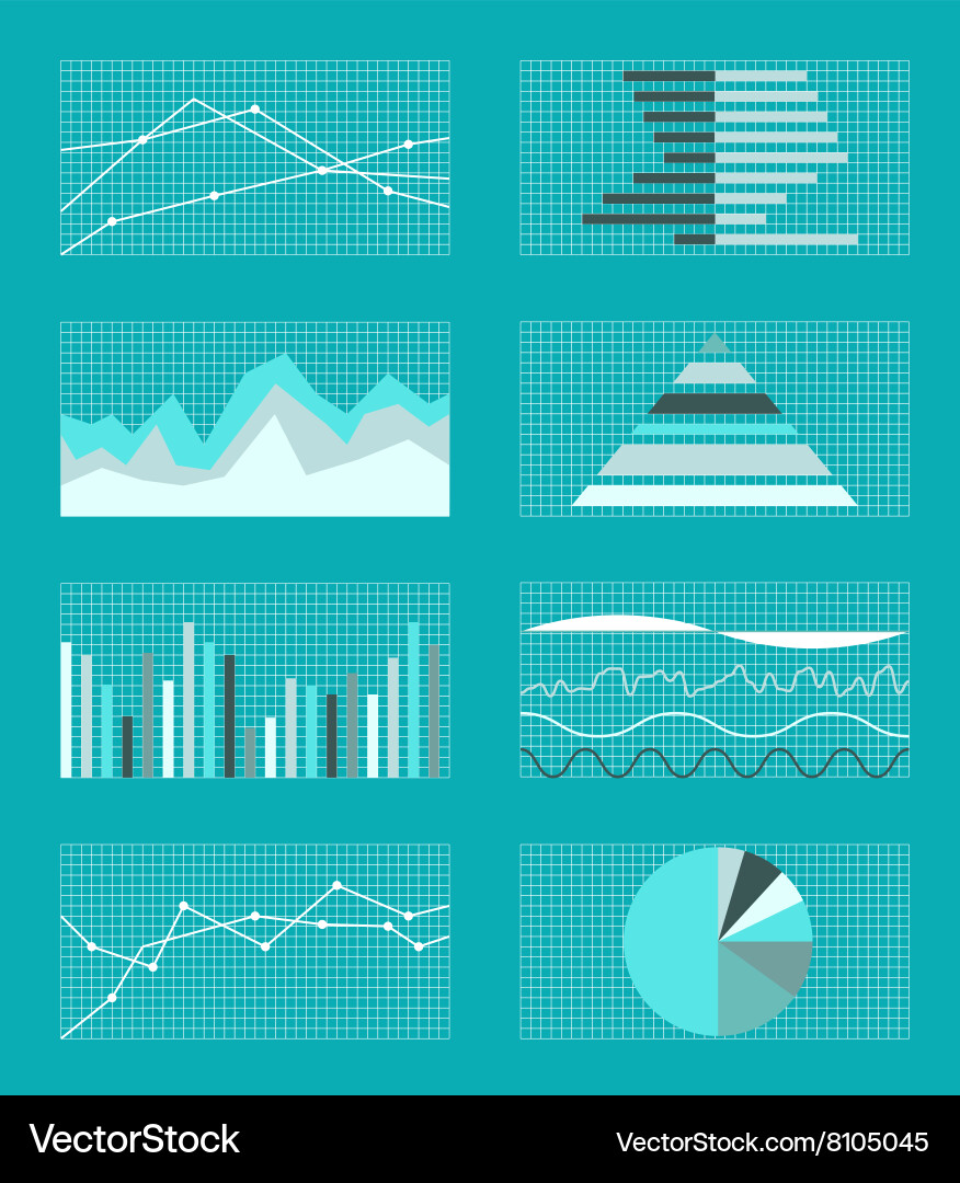 Set of graphs and charts data statistic Vector Image