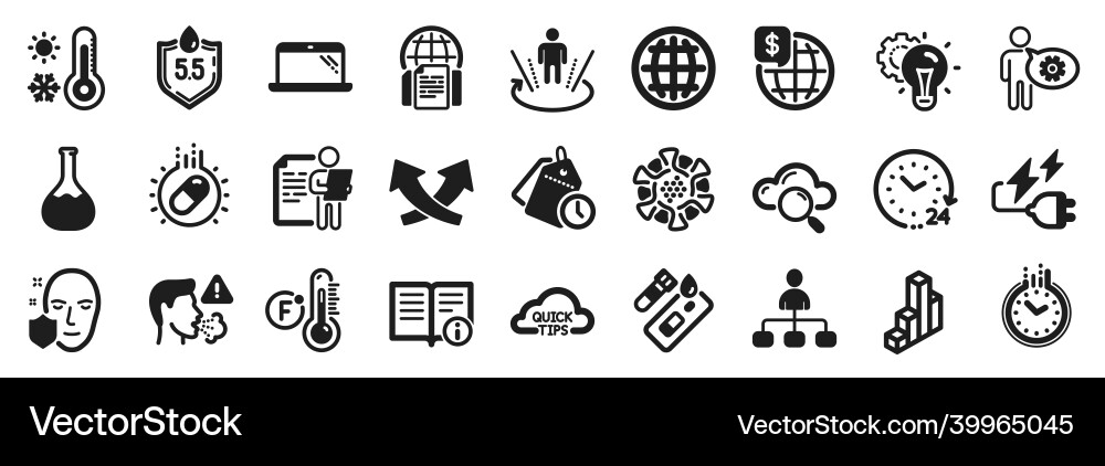 Set of science icons such as globe intersection Vector Image