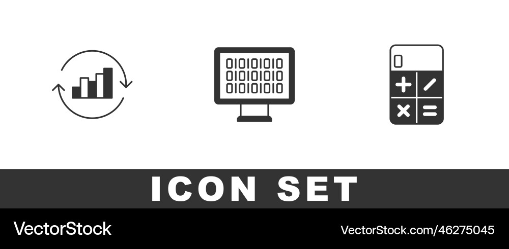 Set pie chart infographic binary code Vector Image
