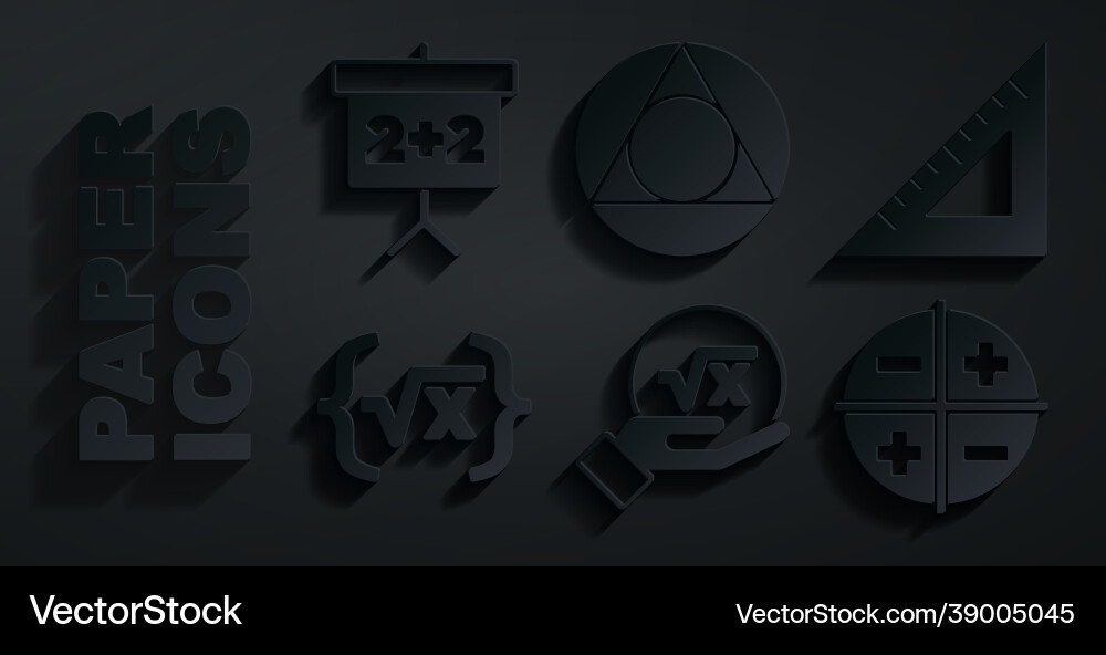 Set square root x glyph triangular ruler xyz Set square root x glyph triangular ruler xyz vector image