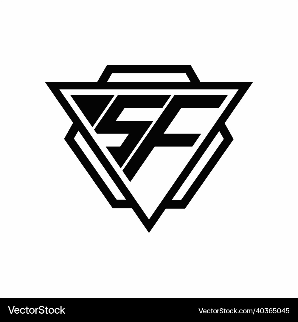 Sf logo monogram with triangle and hexagon vector image