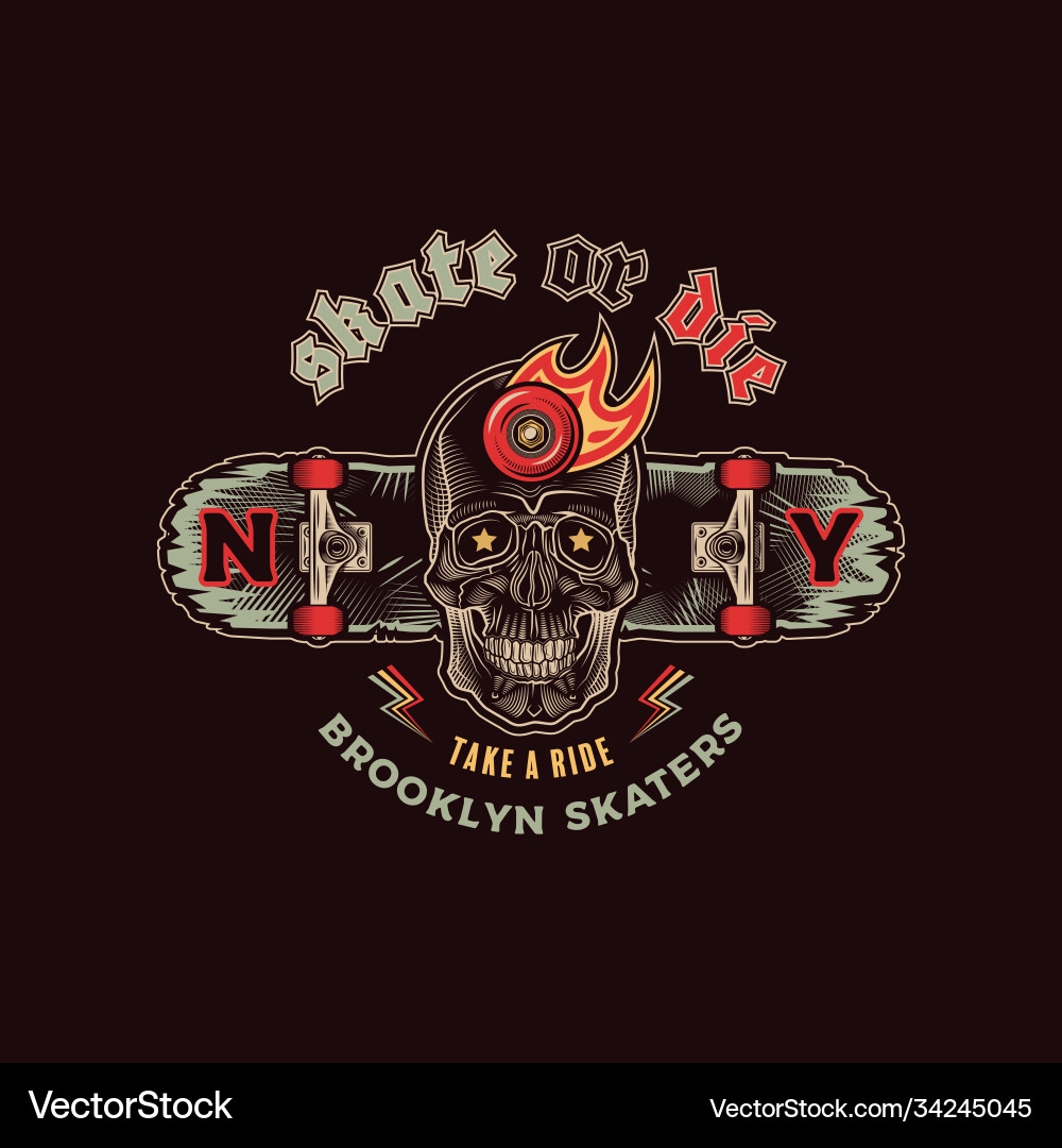 Skull Skate Emblem Vector Image