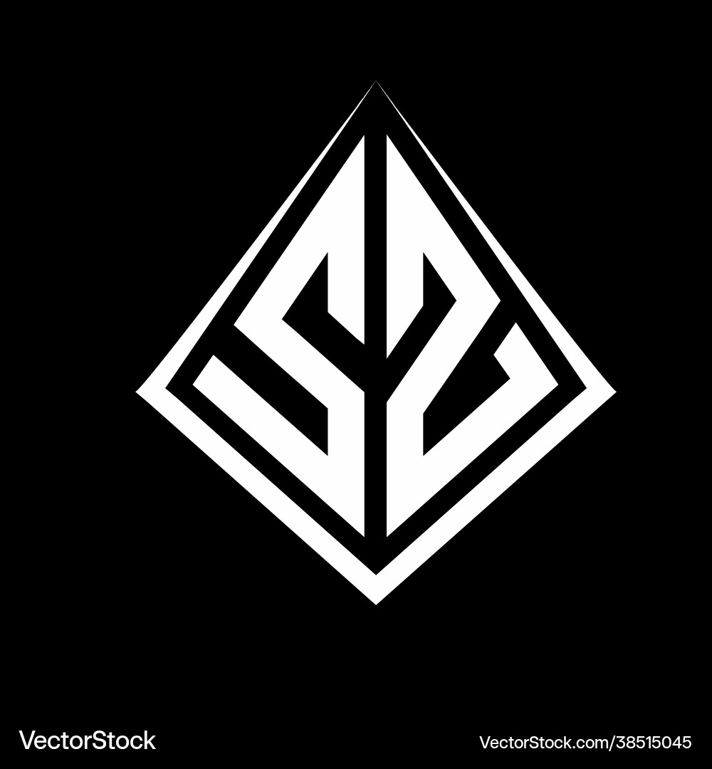 Sz logo letters monogram with prisma shape design Sz logo letters monogram with prisma shape design Vector Image