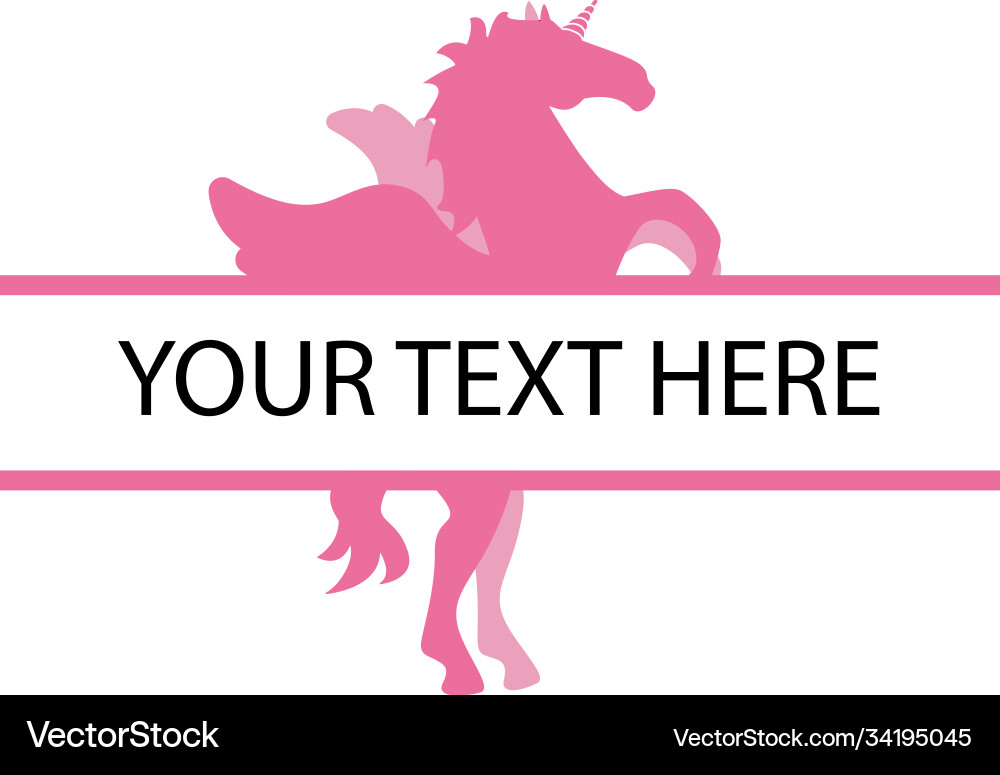 Unicorn with split text design template isolated vector image