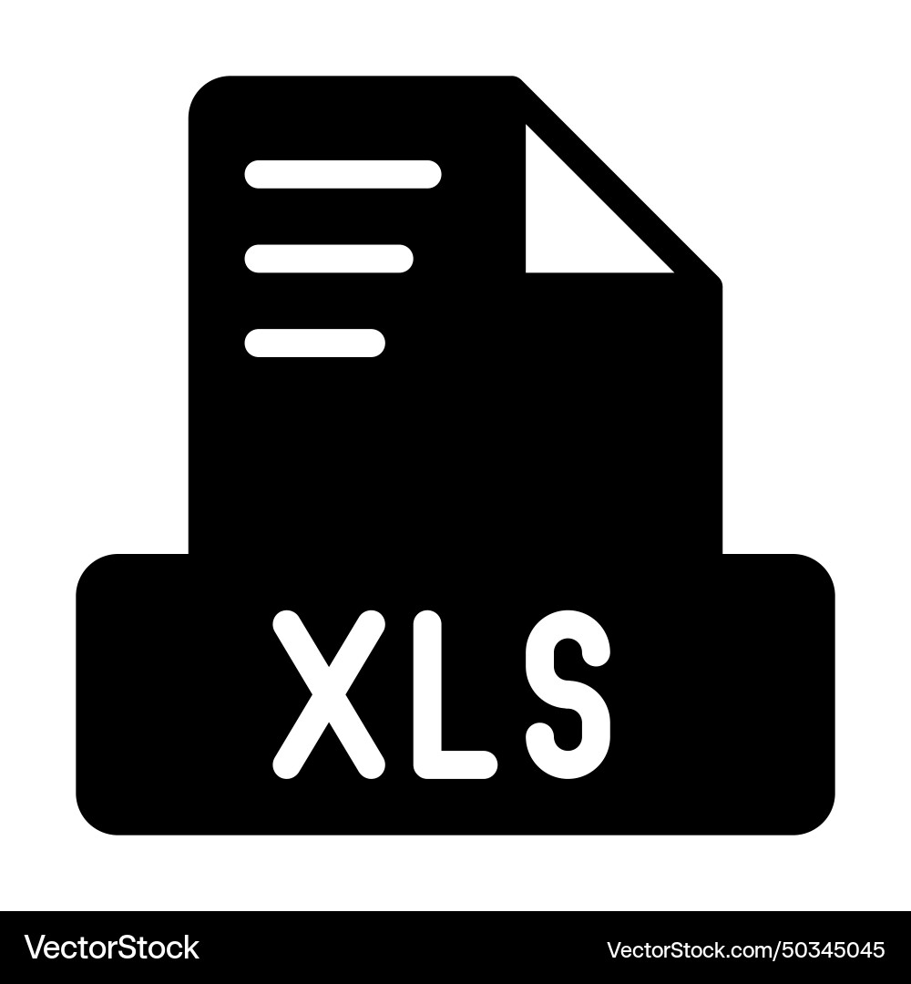 Xls file icon solid style symbol simple Xls file icon solid style symbol simple vector image