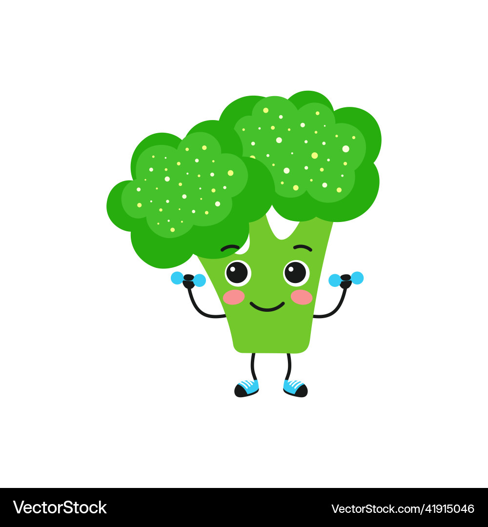Broccoli character doing exercises Vector Image