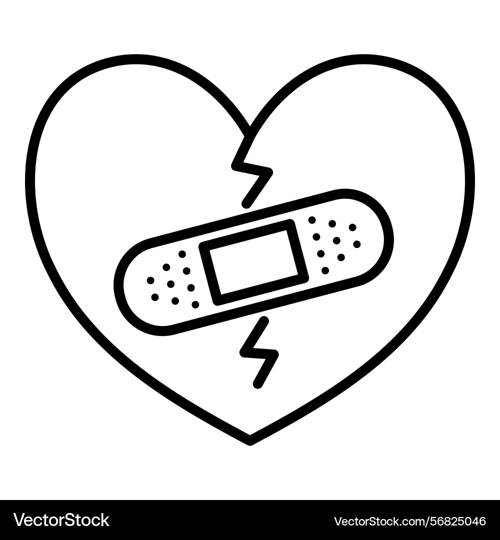 Broken heart with bandage icon Vector Image