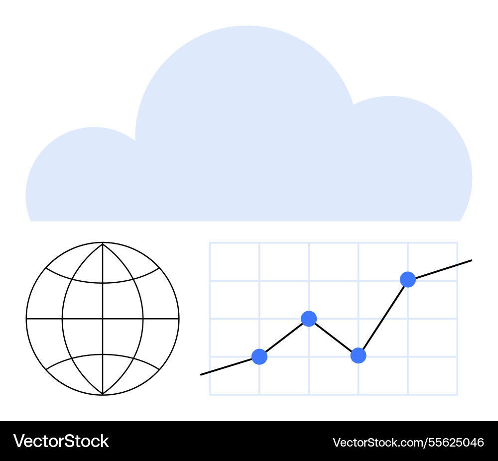 Cloud computing with global connectivity and data Cloud computing with global connectivity and data vector image