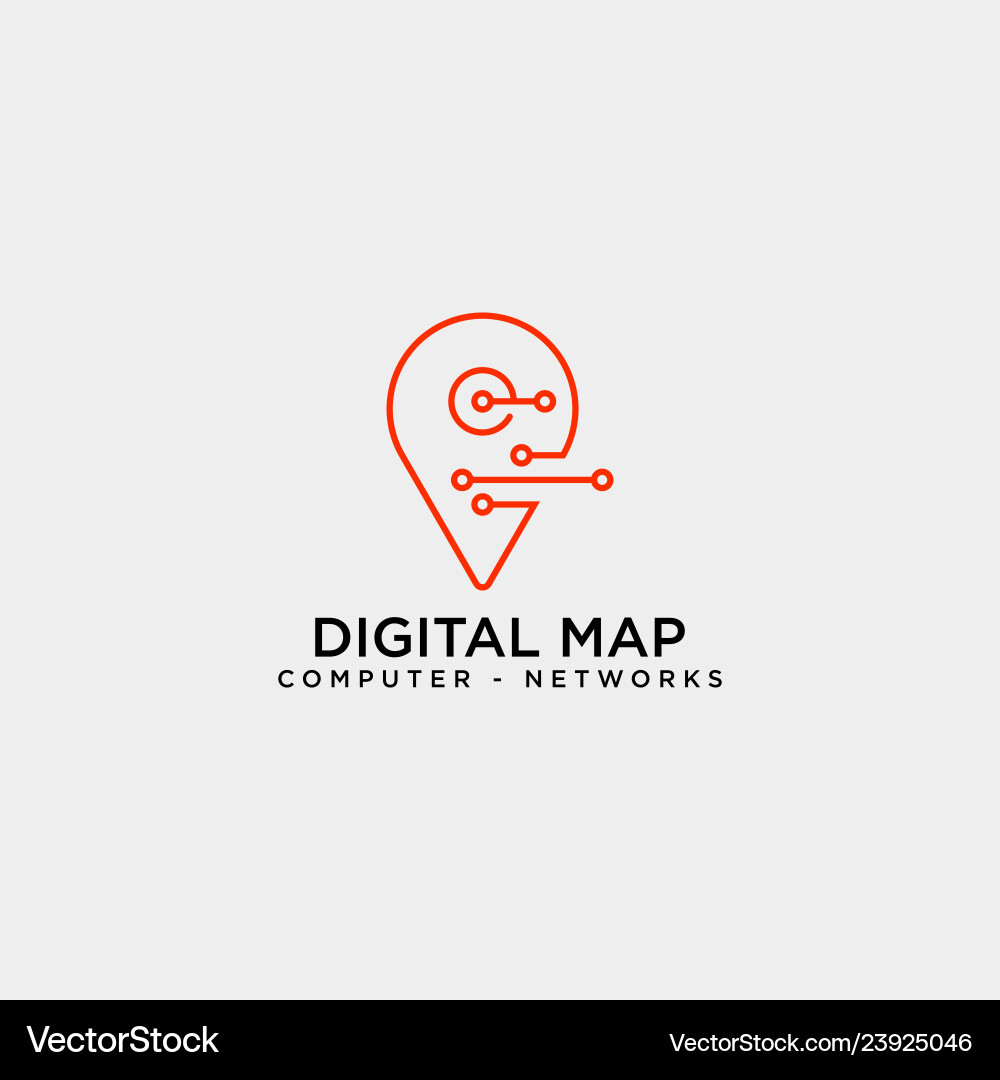 Digital pin map line logo template icon element vector image