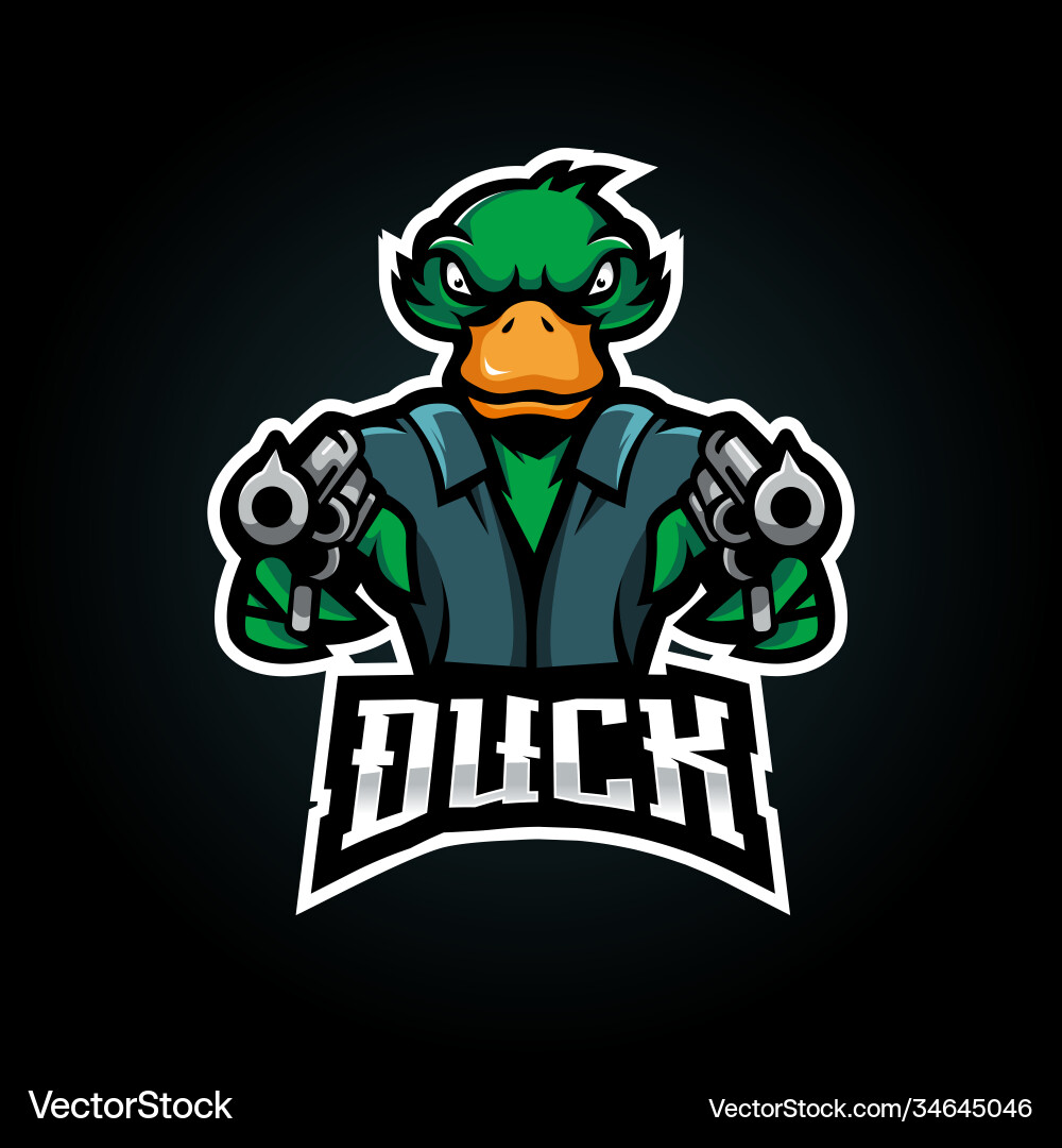 Duck put a gun for esport team logo design Duck put a gun for esport team logo design Vector Image