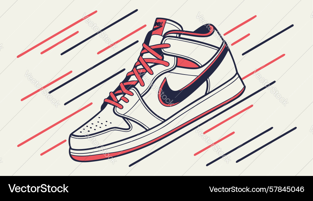 Dynamic sneaker with energetic speed lines design Vector Image