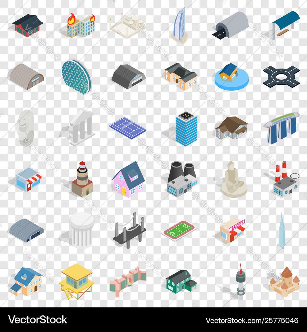 Field icons set isometric style Vector Image
