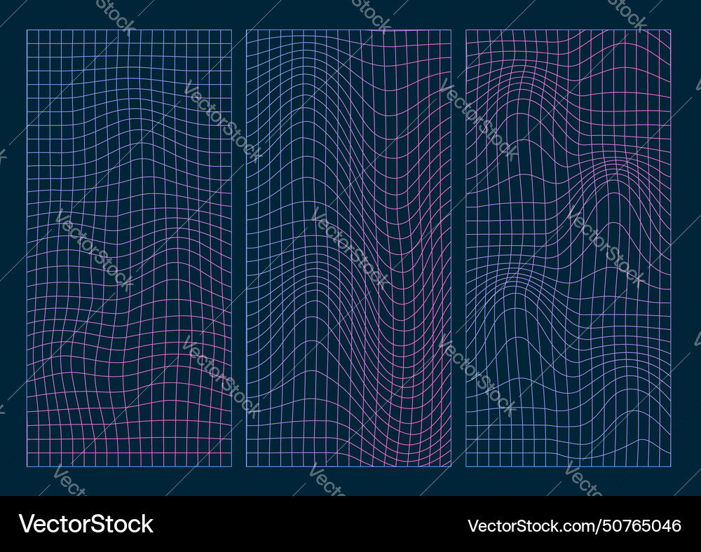 Geometry wireframe thin line grid backgrounds set Geometry wireframe thin line grid backgrounds set vector image