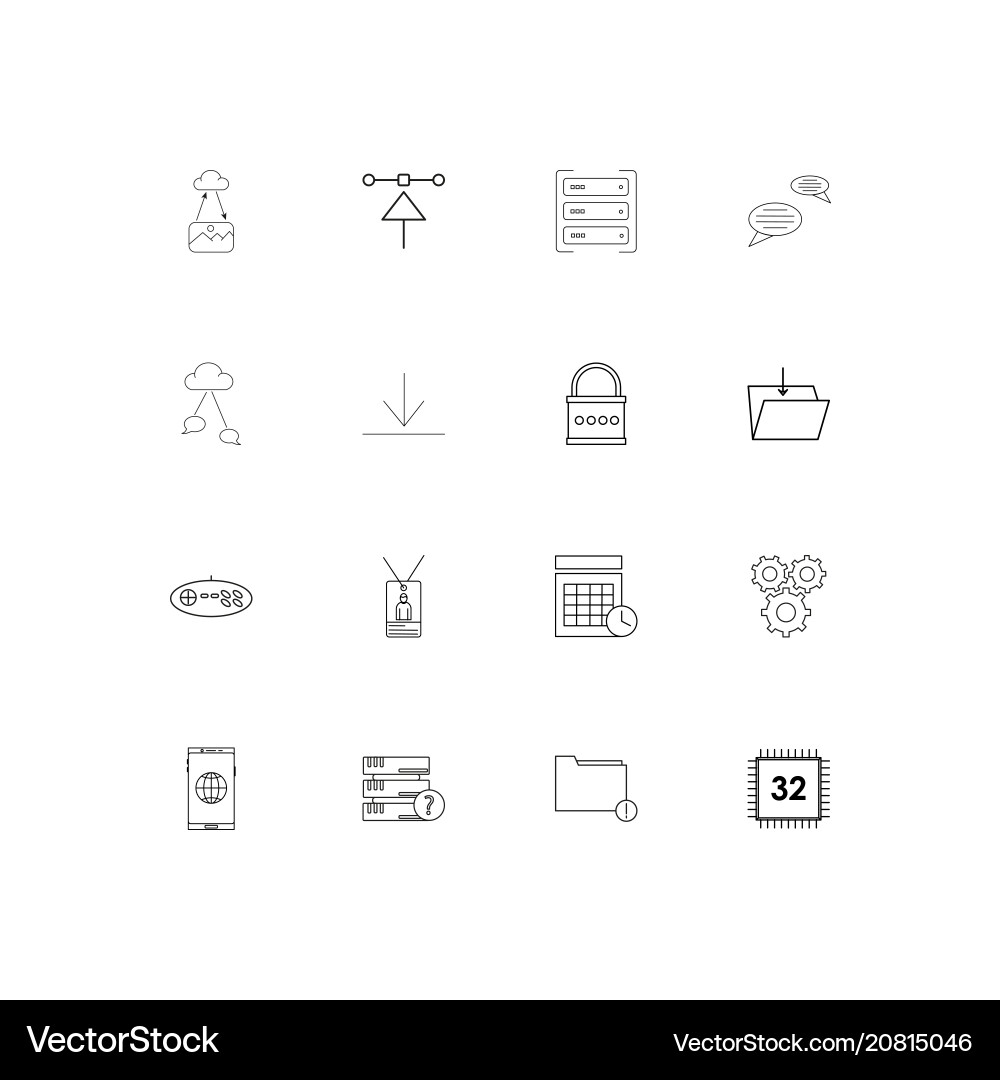 Internet technologies linear thin icons set vector image