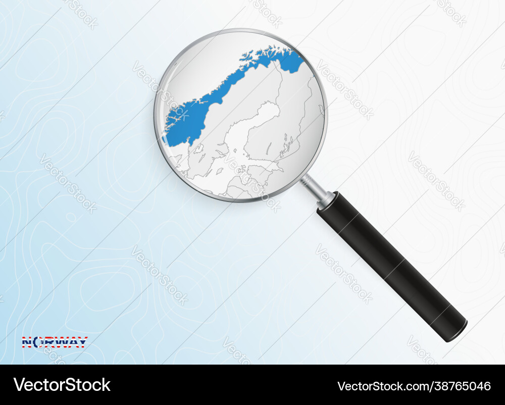Magnifier with map norway on abstract Magnifier with map norway on abstract vector image