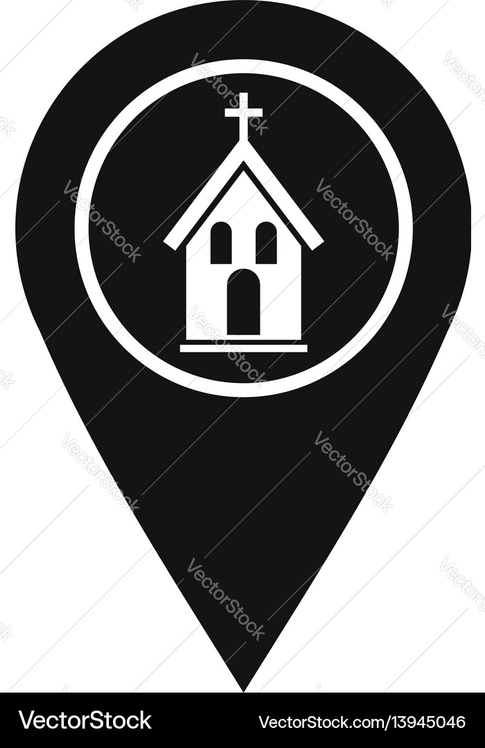 Map pointer with church icon simple style Map pointer with church icon simple style vector image