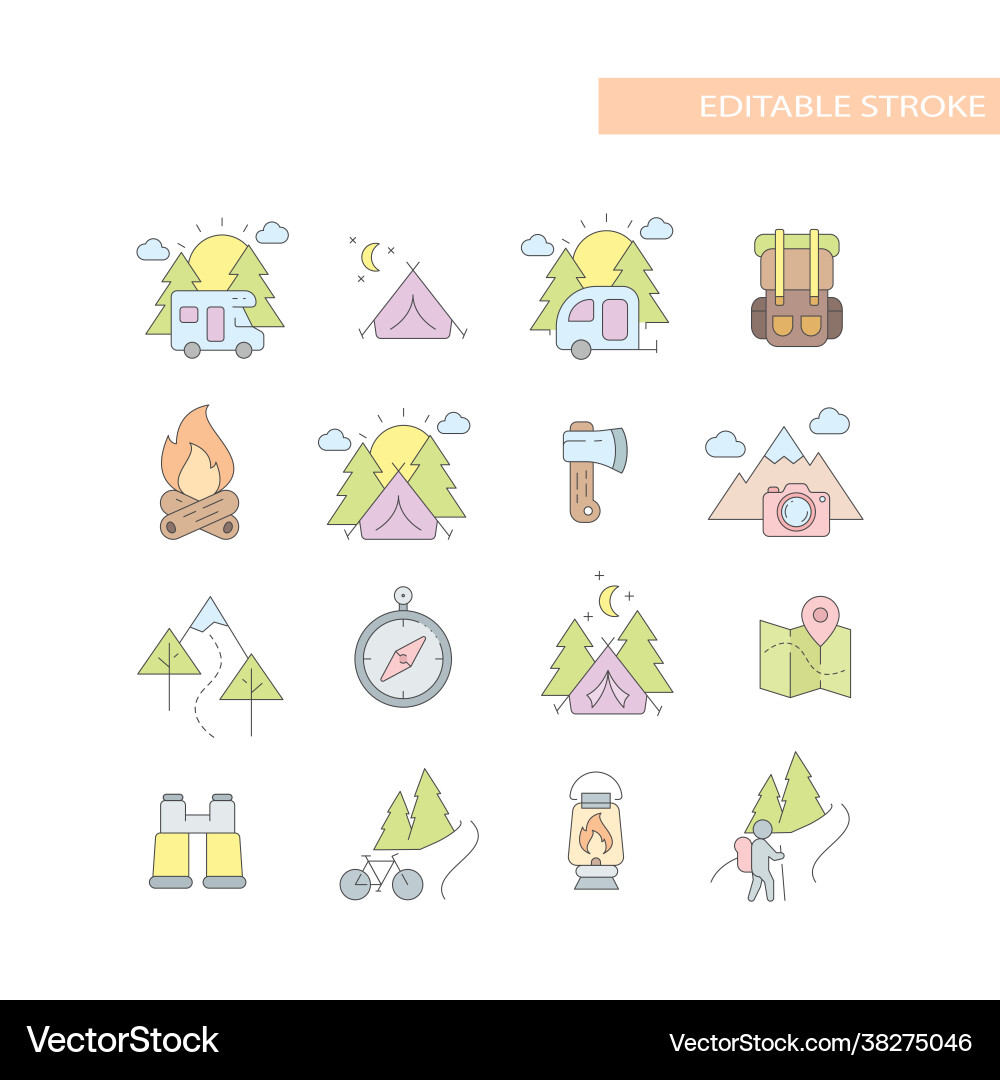 Outdoor Natur Aktivitäten Linie Icon Set Outdoor Natur Aktivitäten Linie Icon Set vektorbild