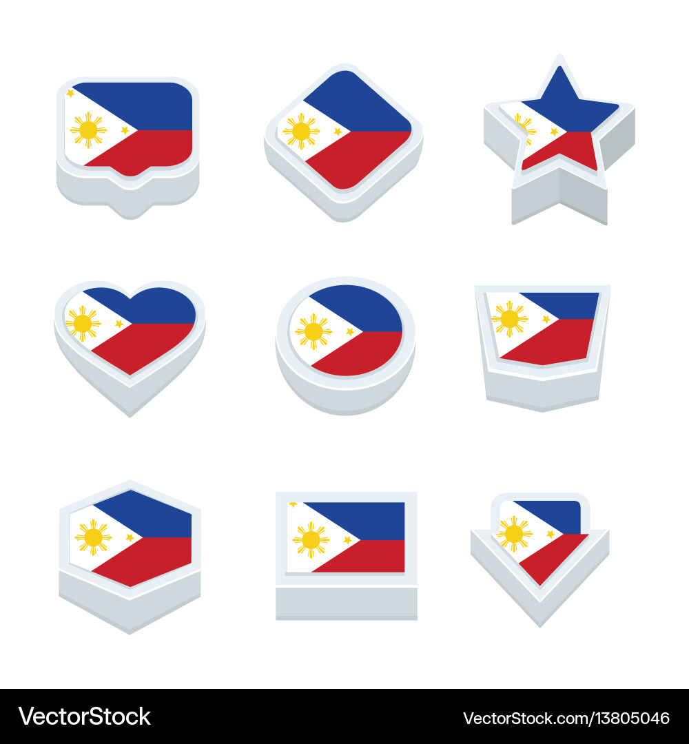 Philippines flags icons and button set nine styles Vector Image