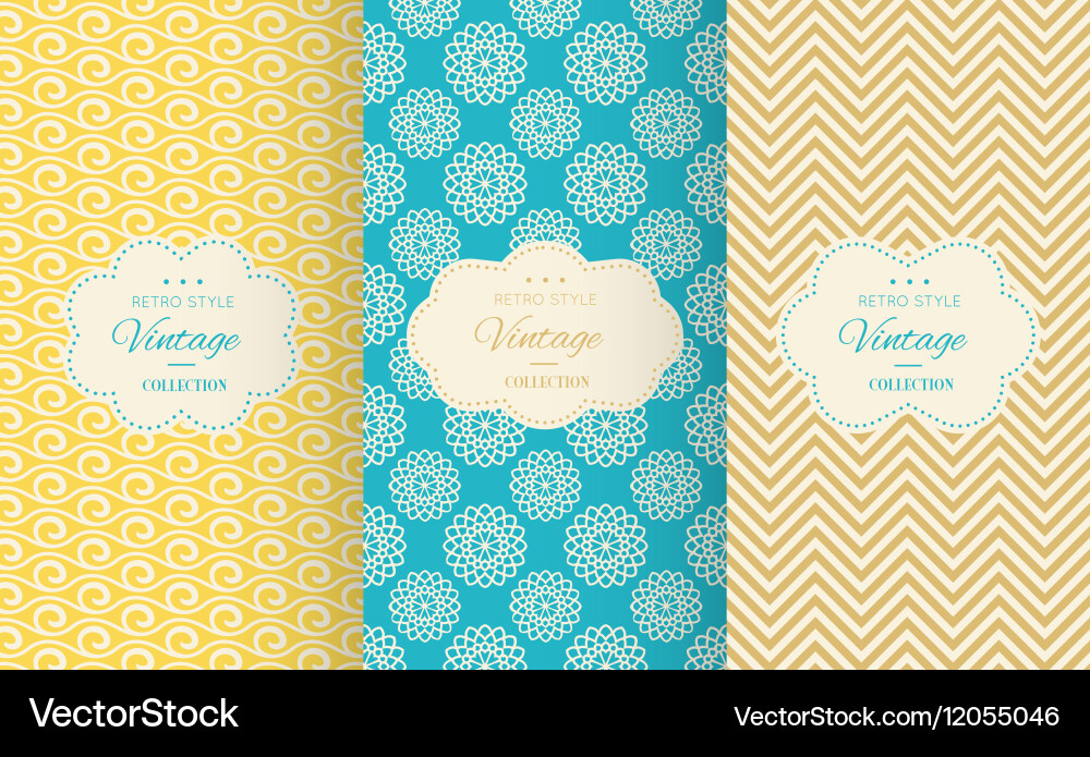 Retro different seamless patterns vector image
