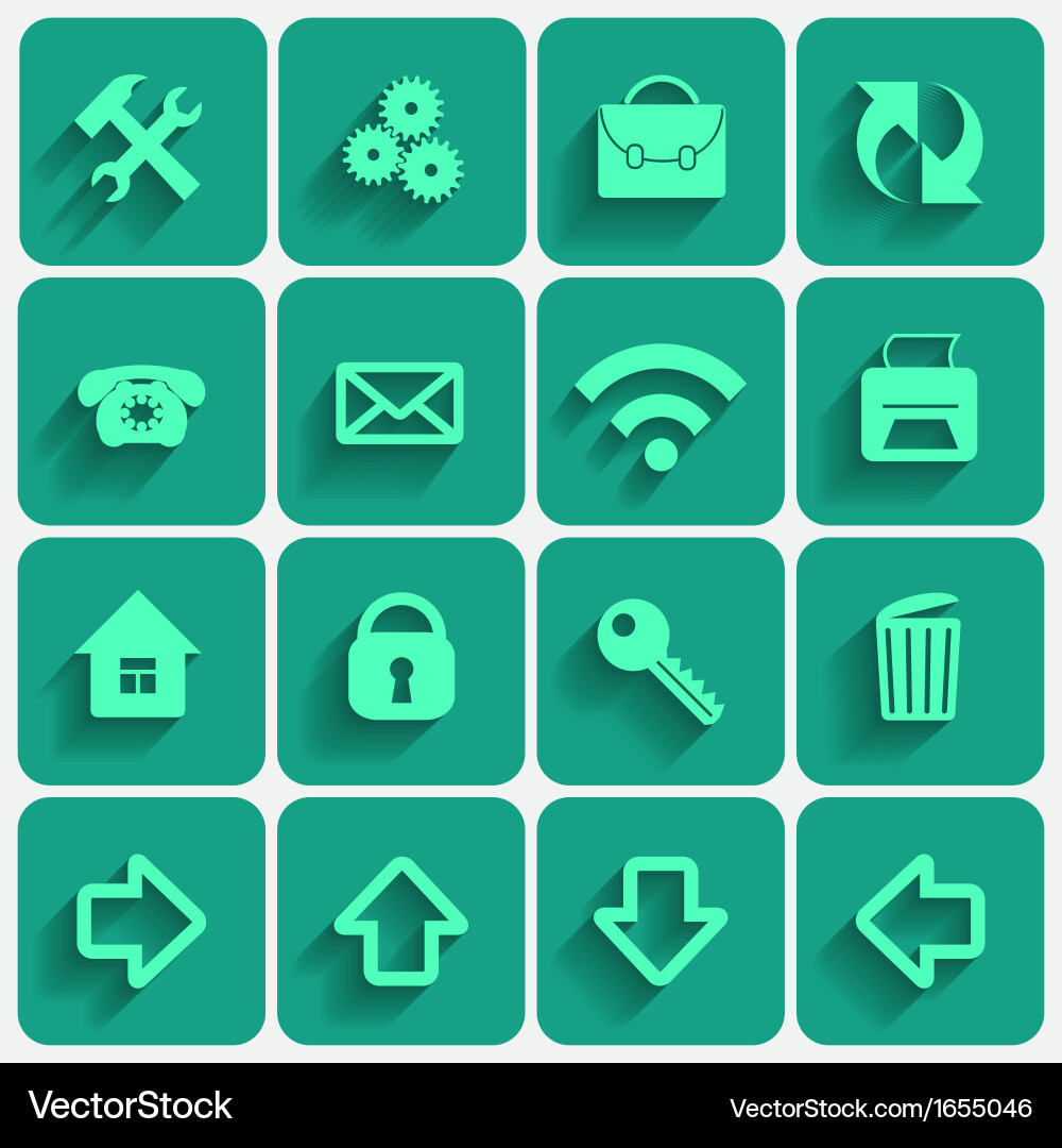 Set of greensea flat style square buttons Vector Image