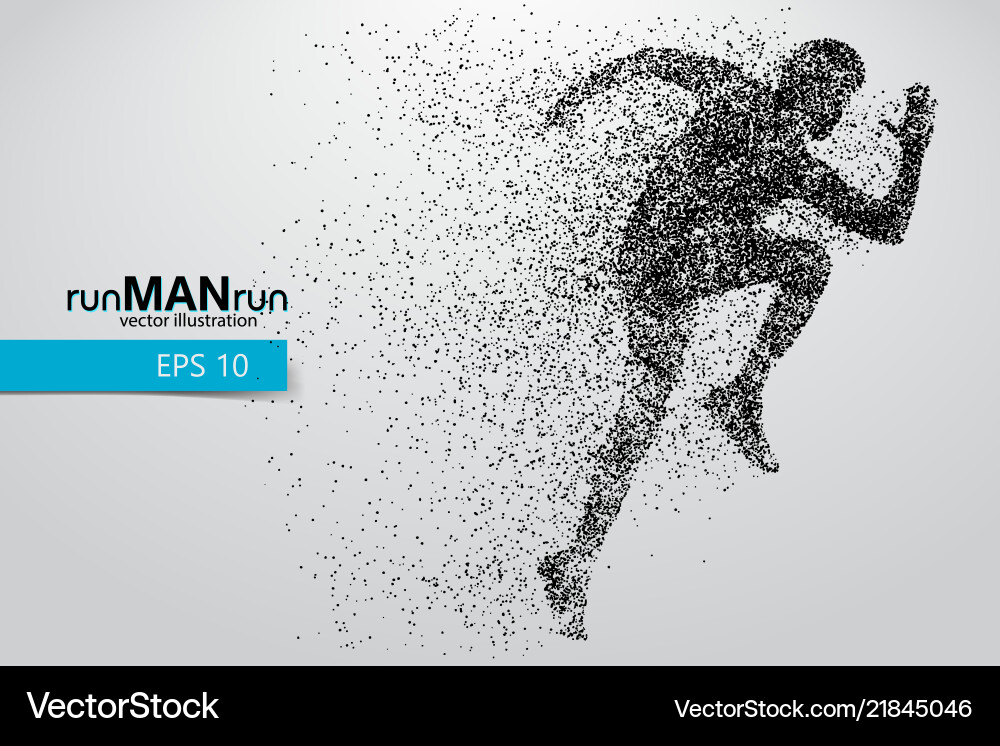 Silhouette of a running man from particles Vector Image