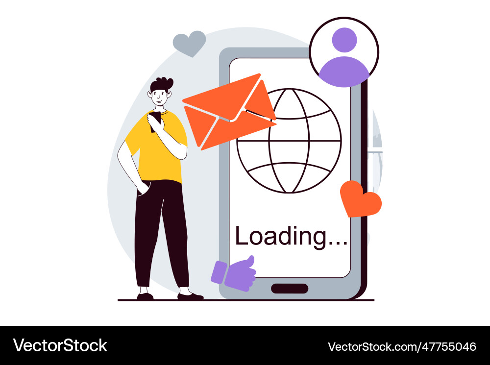 Social network concept with people scene in flat Social network concept with people scene in flat vector image