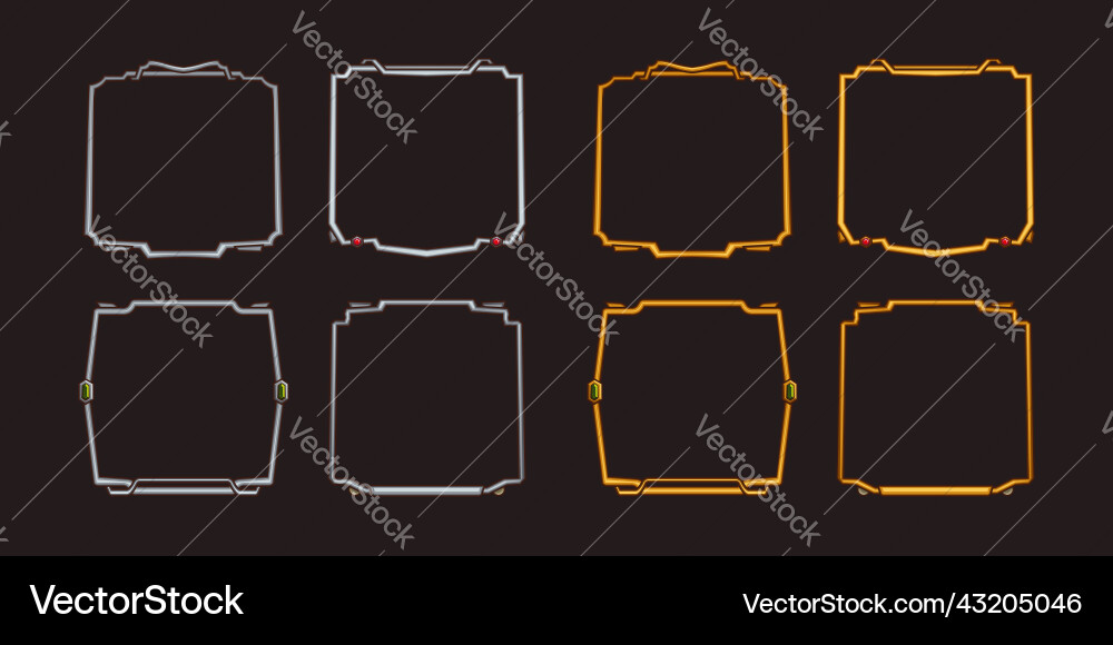 Square avatar frames medieval ui game borders Square avatar frames medieval ui game borders vector image