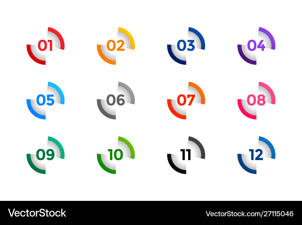 Stylish number buller points from one to twelve Vector Image