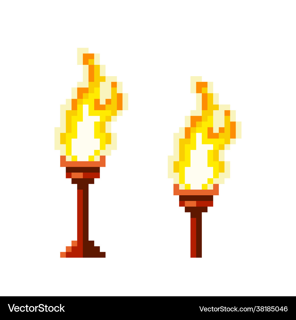 Torch pixel image for game assets Torch pixel image for game assets Vector Image