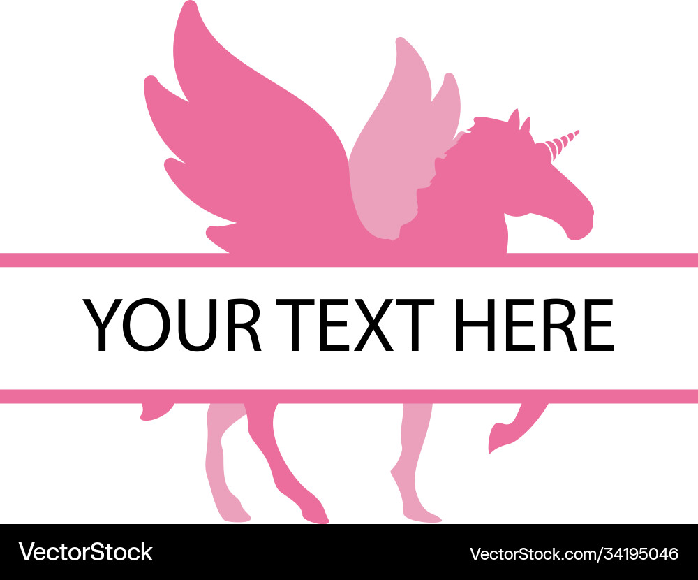 Unicorn with split text design template isolated Unicorn with split text design template isolated vector image