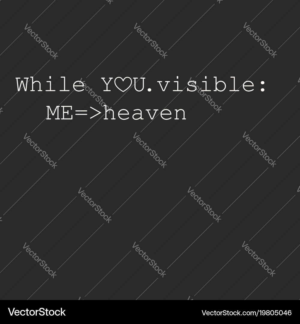 Valentine day card with programming code Vector Image